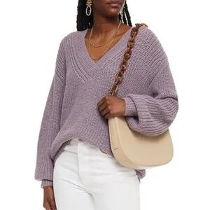 NWOT Mara Hoffman Baby Alpaca Purple V-Neck Sweater Oversized, Size S